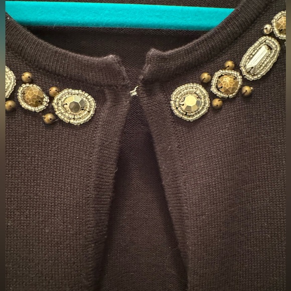 NY Collection Black Embellished Collar 1/2 Sleeve Open Cardigan Ladies XL. NWOT - Picture 6 of 12